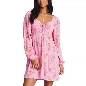 Billabong Pink and Orange Floral Long Sleeve Dress